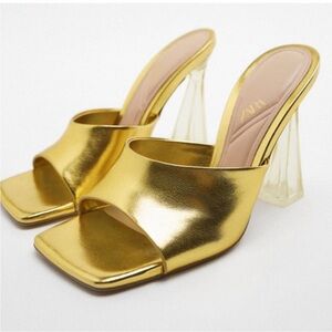 Zara metallic gold heels sandals